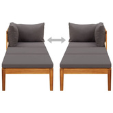 vidaXL Leżak z podłokietnikiem, ciemnoszary, lite drewno akacjowe