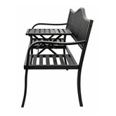 Ławka Ogrodowa Taras Ogród Park Metalowa Oparcie Stolik Czarna 150 cm