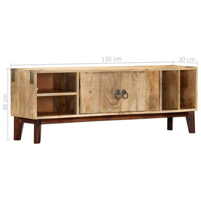 vidaXL Szafka pod TV, 130x30x46 cm, lite surowe drewno mango