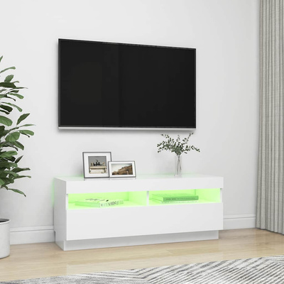 Szafka pod TV z oświetleniem LED, biała, 100x35x40 cm