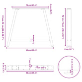 Nogi do stołu jadalnego w kształcie litery A 2 szt. Białe 90x(72-73) cm Stal