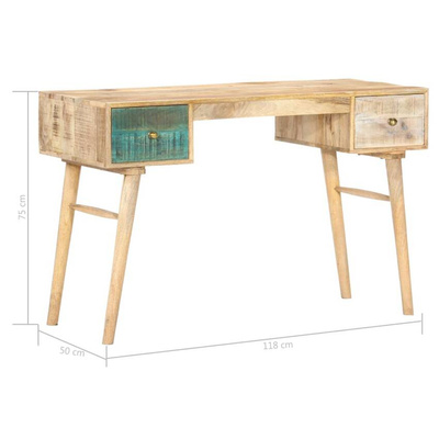 vidaXL Biurko, 118x50x75 cm, lite drewno mango