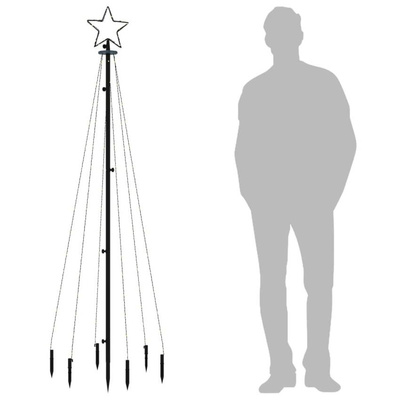 vidaXL Choinka z kołkiem gruntowym, 108 kolorowych LED, 180 cm