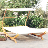 vidaXL Leżak z zadaszeniem, 165x203x138 cm, gięte drewno, kremowy