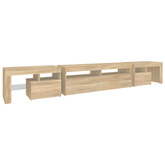 Szafka pod TV z oświetleniem LED, dąb sonoma, 260x36,5x40 cm vidaXL