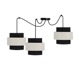 Lampa wisząca z abażurem Benta czarna potrójna do salonu abażur czarny kremowy