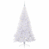 Sztuczna choinka z 300 diodami LED Biały 210 cm PVC i stal