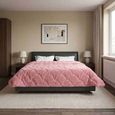 Zimowa Kołdra Różowy 220 x 260 cm Mikrofibra i Fleece Teddy