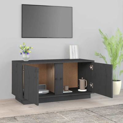 Szafka pod telewizor, szara, 80x35x40,5 cm, lite drewno sosnowe
