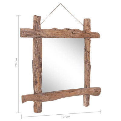 vidaXL Lustro w ramie z belek, naturalne, 70x70 cm, drewno odzyskane