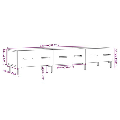 vidaXL Szafka pod TV, czarna, 150x36x30 cm, materiał drewnopochodny