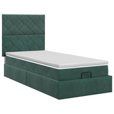 Łóżko ottoman z materacem Ciemnozielony 90 x 200 cm Welur