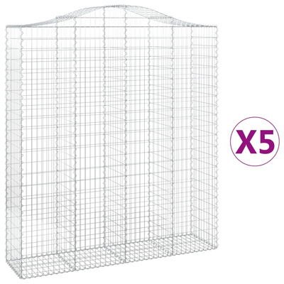 Kosze gabionowe, 5 szt, 200x50x220/240 cm, galwanizowane żelazo