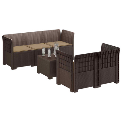 5-osobowa sofa ogrodowa z poduszkami w stylu rattanowym PP