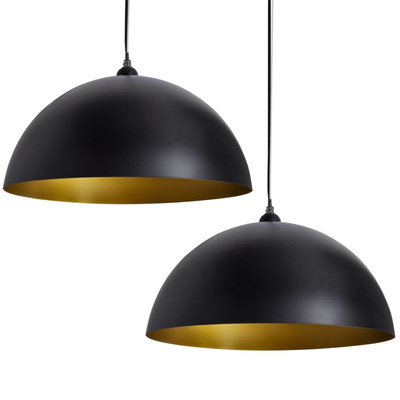 Półokrągłe lampy sufitowe, 2 szt., regulowana długość, czarne