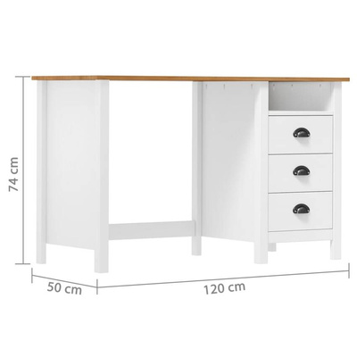 vidaXL Biurko Hill z 3 szufladami, 120x50x74 cm, lita sosna