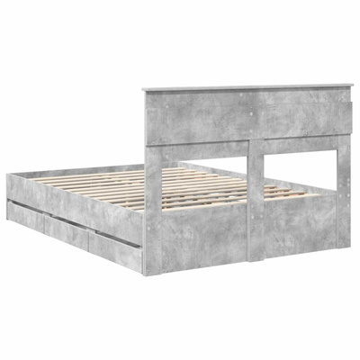 Ramka łóżka Betonowy szary 140 x 190 cm Drewno inżynieryjne