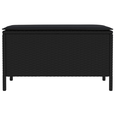 Pufa ogrodowa z poduszką Czarny 80 x 38 x 45 cm Rattan PE