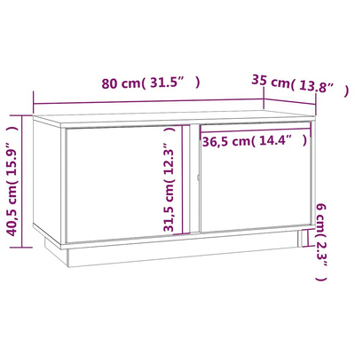 Szafka pod telewizor, szara, 80x35x40,5 cm, lite drewno sosnowe