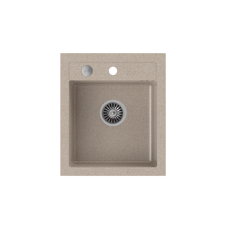 JOHNNY 100 GraniteQ zlewozmywak granitowy river sand (beżowy) 1-komorowy z/o (43x50x20), z syfonem i zaślepką stal szlachetna