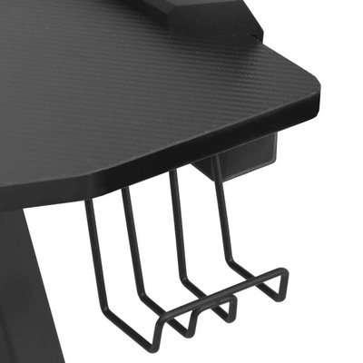vidaXL Biurko gamingowe z LED, czarne, 90x60x75 cm