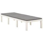 vidaXL Leżak z poduszką, plastikowy, biały