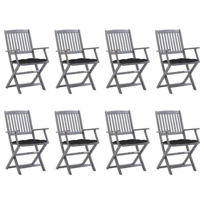 vidaXL Składane krzesła ogrodowe z poduszkami, 8 szt., drewno akacjowe wariant 34