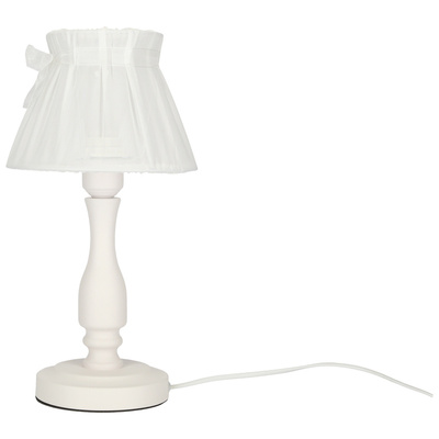 Lampka nocna Zefir biała z abażurem klasyczna E27 40W