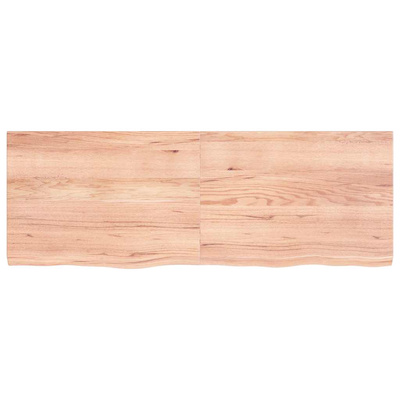 Półka, brązowa, 140x50x(2-4) cm, lakierowane lite drewno dębowe