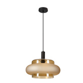 Lampa wisząca Brizi szklana pojedyncza bursztynowy klosz do jadalni