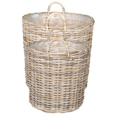 Kosz na rośliny 2 szt. Naturalna szarość Rattan Kubu