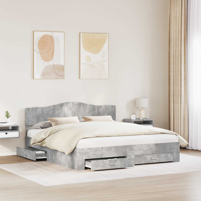 Ramka łóżka Betonowy szary 180 x 200 cm Drewno inżynieryjne