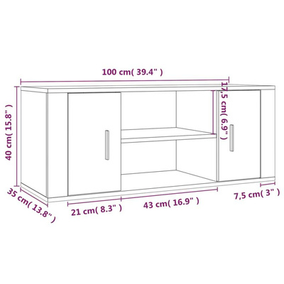 vidaXL Szafka pod TV, szarość betonu, 100x35x40 cm