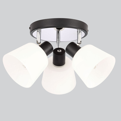 Lampa sufitowa BILOBA plafon biało-czarna 3x40W E14 białe klosze szklane nowoczesne oświetlenie do salonu sypialni kuchni korytarza przedpokoju
