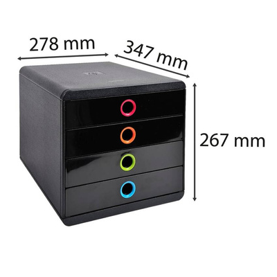 Exacompta Organizer na biurko z 4 szufladami, czarny