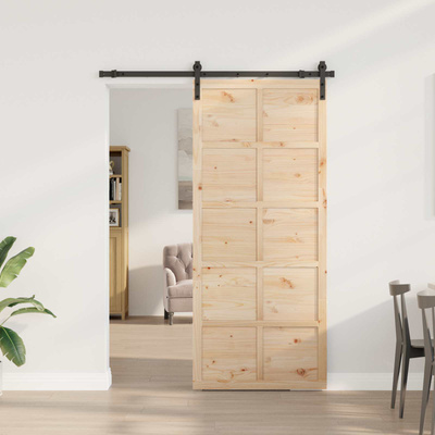 Drzwi przesuwne naturalny 80 x 208 cm Lite drewno sosnowe