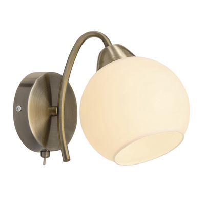 NESTOR Lampa kinkiet patynowy 1x40W E27 klosz biały