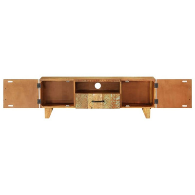 vidaXL Ręcznie rzeźbiona szafka pod TV, 120x30x40 cm, drewno odzyskane