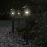 Lampa ogrodowa na słupku, czarna, 80 cm, stal nierdzewna