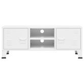 vidaXL Industrialna szafka pod TV, biała, 105x35x42 cm, metalowa