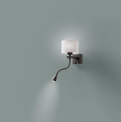 Kinkiet czarny/szary z lampką do czytania LED Polo Candellux 21-75499
