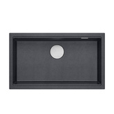 LOGAN 110 GraniteQ zlewozmywak black diamond 76x44x23,5 cm 1-komorowy podwieszany z syfonem manualnym stal szlachetna