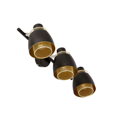 Aleksandria lampa sufitowa listwa 3x40w klosz czarny+złoty