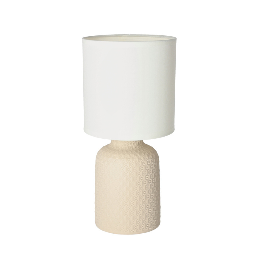 Lampka nocna Iner beżowa ceramiczna z abażurem