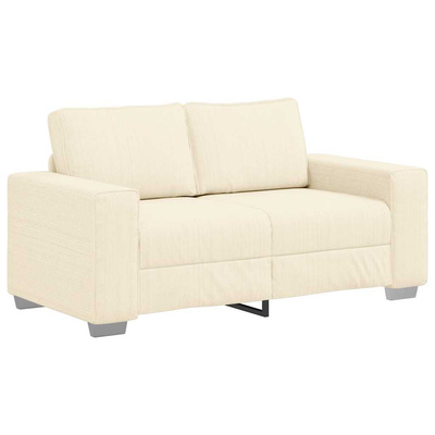 Sofa dwuosobowa kremowa 160x77x82 cm Tkanina sztruksowa