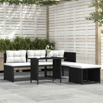 vidaXL 4-cz. zestaw wypoczynkowy do ogrodu, rattan PE, czarny