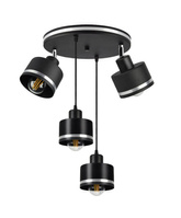 Lampa wisząca Wama talerz czarna chrom 4-punktowa metalowa nad stół