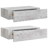 vidaXL Półki ścienne z szufladą, 2 szt., szare, 40x23,5x10 cm, MDF