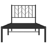 Metalowa rama łóżka z wezgłowiem, czarna, 80x200 cm