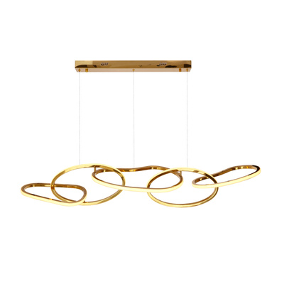 Lampa wisząca ANNELI elegancka  – złota nieregularna forma 80 cm – designerska lampa salonu i jadalni LED 3000K